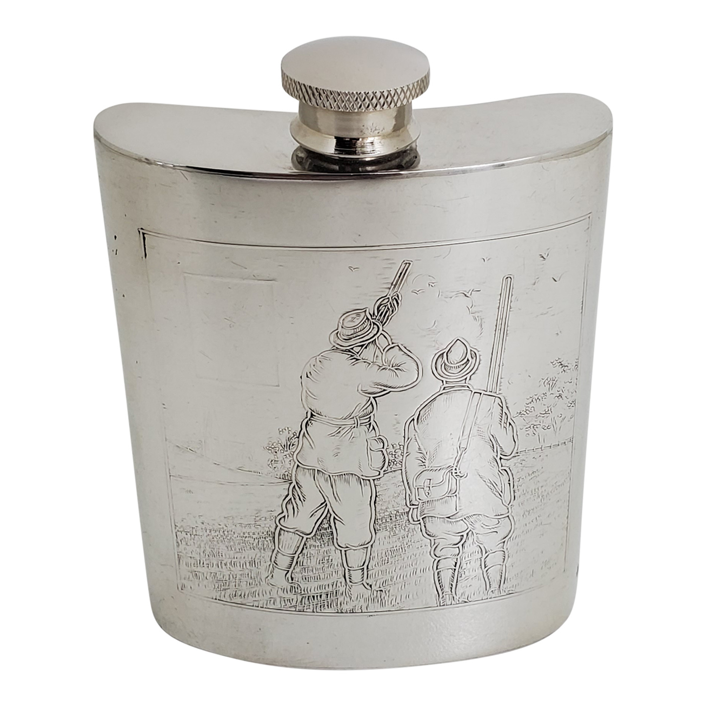 Flask Hunting Scene English Pewter